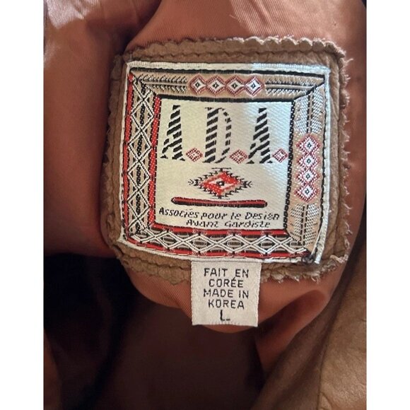 Vintage ADA Brown Leather Jacket Women’s Sz L Multipocket Patina Biker - Picture 10 of 13